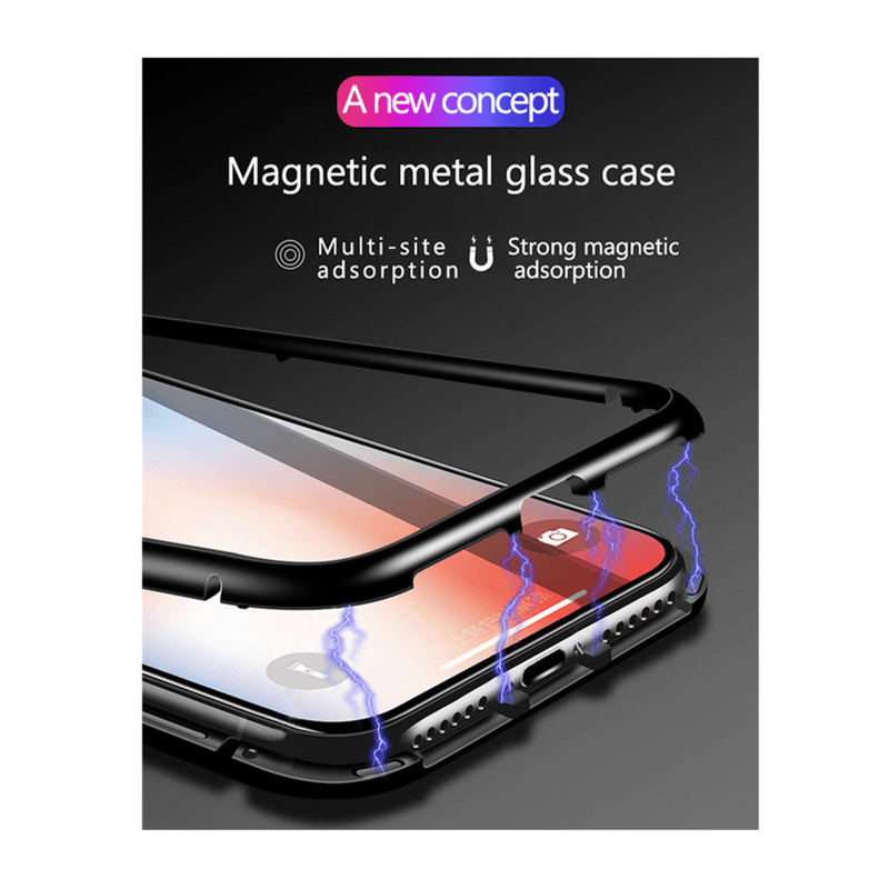 Laptop, Telefoane si Tablete - Telefoane mobile si accesorii - Accesorii Telefoane - Huse telefoane - Husa Magnetica de inalta Calitate pentru iPhone Xs Max, cu Rama Metalica si Spate din Sticla Securizata, in Culoarea Negru-Transparent - Infinity.ro