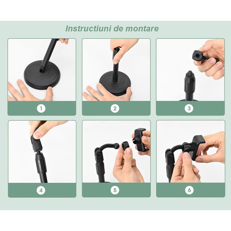Laptop, Telefoane si Tablete - Telefoane mobile si accesorii - Accesorii Telefoane - Suport si docking telefoane - Suport telefon MRG ML7, Tip stand microfon, Negru - Infinity.ro