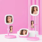 Ingrijire personala si Cosmetice - Machiaj - Oglinzi cosmetice - Oglinda Machiaj MRG M812, cu Lumina, cu Suport , Roz - Infinity.ro