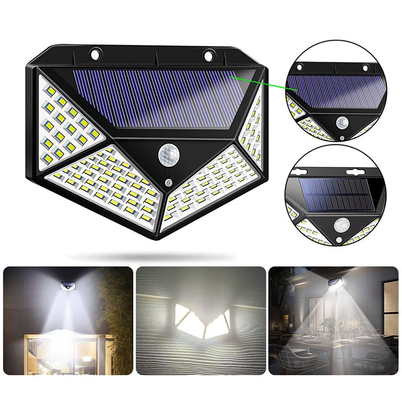 Casa si Gradina - Corpuri si surse de iluminat - Iluminat exterior - Lampi solare - Panou Led Solar MRG A-CL100, 100 LED-uri SMD, Senzor miscare, Incarcare solara - Infinity.ro