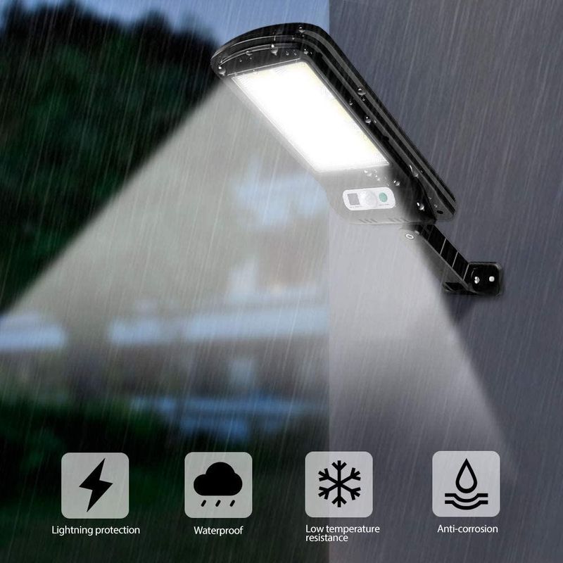 Casa si Gradina - Corpuri si surse de iluminat - Iluminat exterior - Lampi solare - Lampa solara stradala MRG M-6037, Panou solar, 100 LED Cob, Negru - Infinity.ro