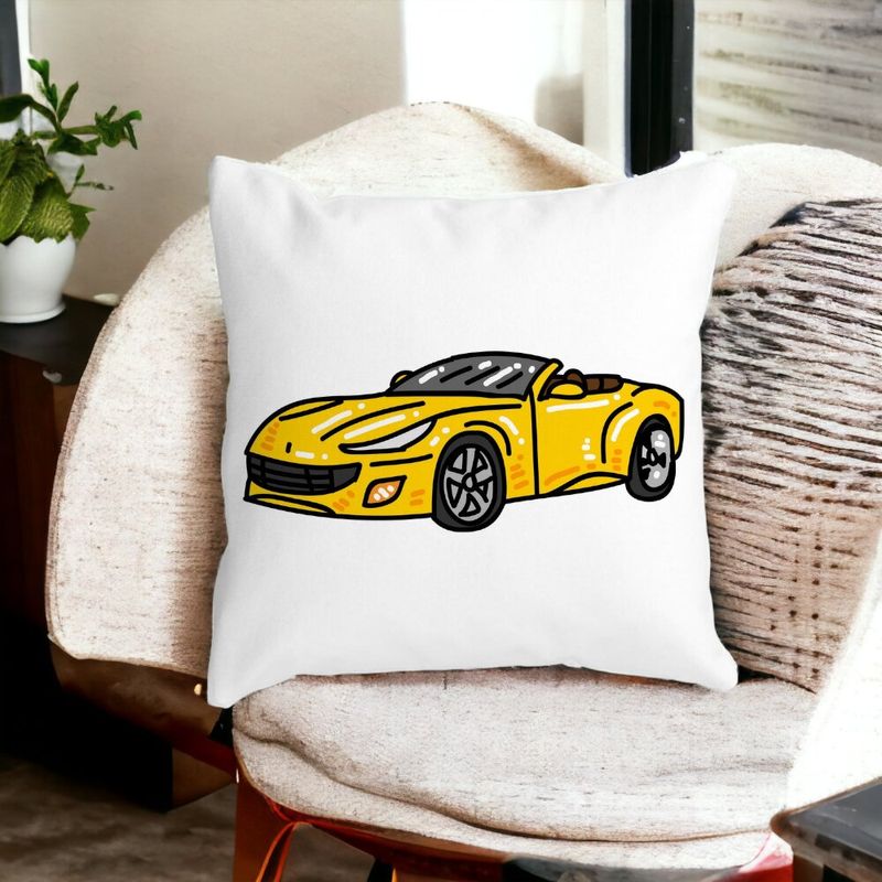 Casa si Gradina - Textile si covoare - Perne si pilote - Perne decorative - Perna Decorativa Patrata Masina Sport, 40x40 cm, Alb mat, Husa Detasabila, Burduf - Infinity.ro