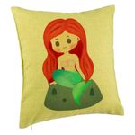 Casa si Gradina - Textile si covoare - Perne si pilote - Perne decorative - Perna Decorativa, Model Sirena, 40x40 cm, Verde, Husa Detasabila, Burduf - Infinity.ro