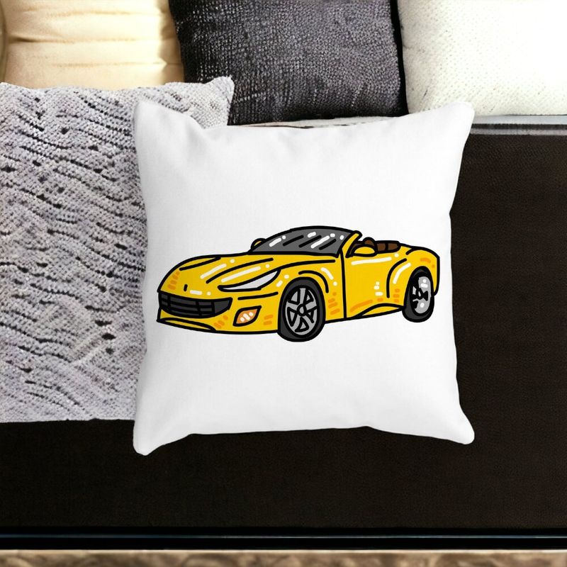 Casa si Gradina - Textile si covoare - Perne si pilote - Perne decorative - Perna Decorativa Patrata Masina Sport, 40x40 cm, Alb mat, Husa Detasabila, Burduf - Infinity.ro