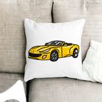 Casa si Gradina - Textile si covoare - Perne si pilote - Perne decorative - Perna Decorativa Patrata Masina Sport, 40x40 cm, Alb mat, Husa Detasabila, Burduf - Infinity.ro