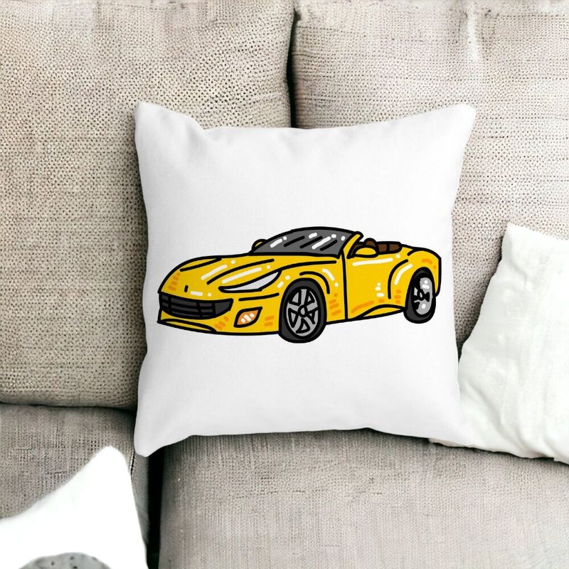 Casa si Gradina - Textile si covoare - Perne si pilote - Perne decorative - Perna Decorativa Patrata Masina Sport, 40x40 cm, Alb mat, Husa Detasabila, Burduf - Infinity.ro