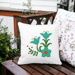 Casa si Gradina - Textile si covoare - Perne si pilote - Perne decorative - Perna Decorativa Patrata Florale Verzi, 40x40 cm, Alb mat, Husa Detasabila, Burduf - Infinity.ro