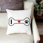 Casa si Gradina - Textile si covoare - Perne si pilote - Perne decorative - Perna Decorativa Patrata I love Doggos, 40x40 cm, Alb mat, Husa Detasabila, Burduf - Infinity.ro