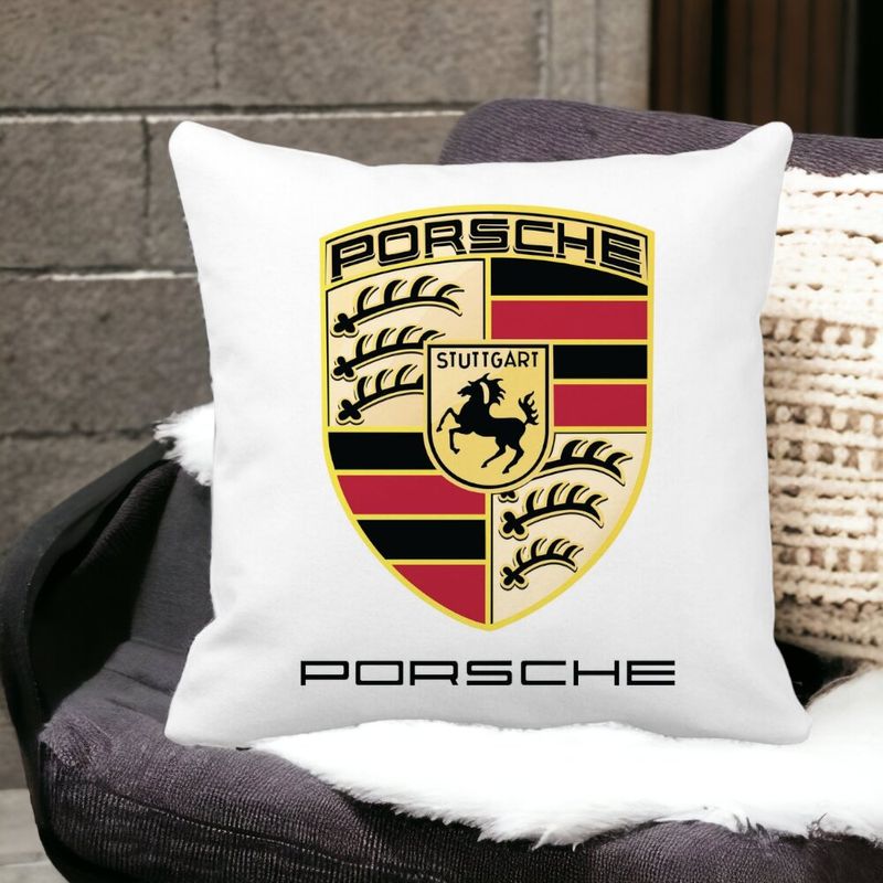 Casa si Gradina - Textile si covoare - Perne si pilote - Perne decorative - Perna Decorativa Patrata Porsche, 40x40 cm, Alb mat, Husa Detasabila, Burduf - Infinity.ro