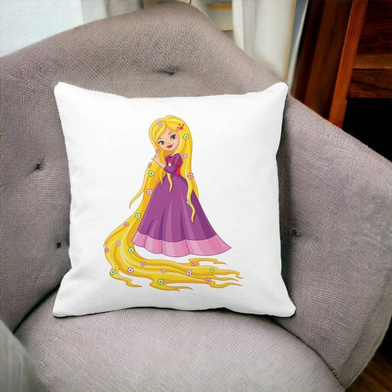 Casa si Gradina - Textile si covoare - Perne si pilote - Perne decorative - Perna Decorativa Patrata Printesa Rochie Mov, 40x40 cm, Alb mat, Husa Detasabila, Burduf - Infinity.ro