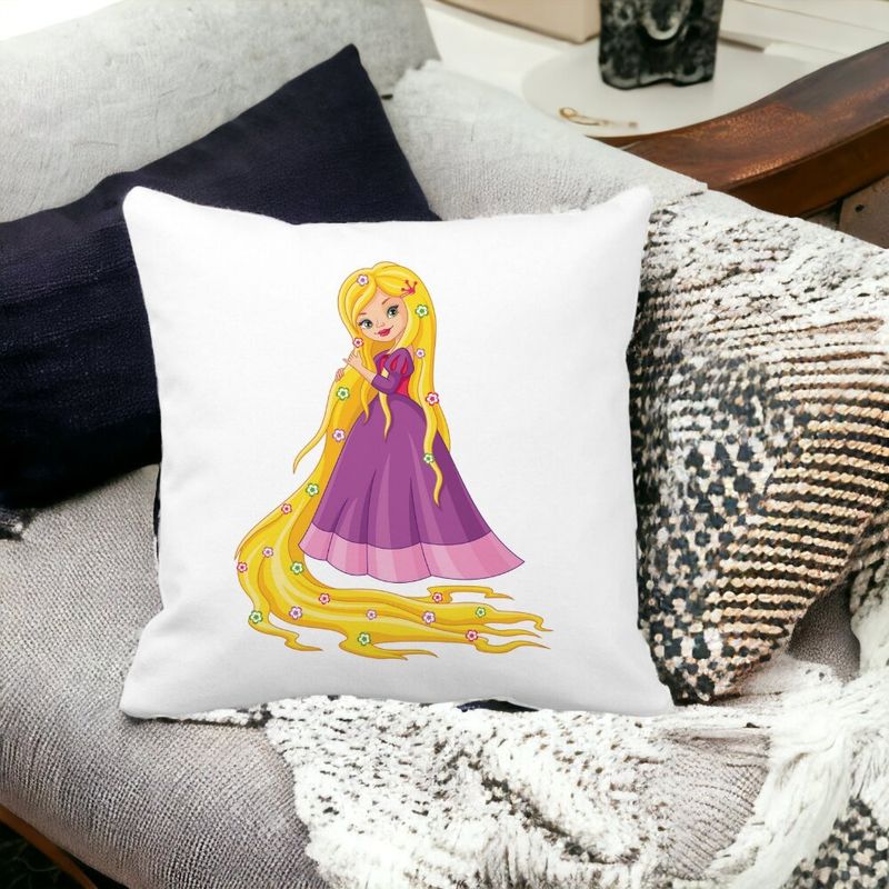 Casa si Gradina - Textile si covoare - Perne si pilote - Perne decorative - Perna Decorativa Patrata Printesa Rochie Mov, 40x40 cm, Alb mat, Husa Detasabila, Burduf - Infinity.ro