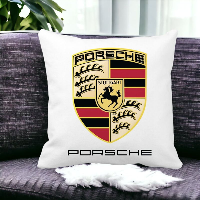 Casa si Gradina - Textile si covoare - Perne si pilote - Perne decorative - Perna Decorativa Patrata Porsche, 40x40 cm, Alb mat, Husa Detasabila, Burduf - Infinity.ro