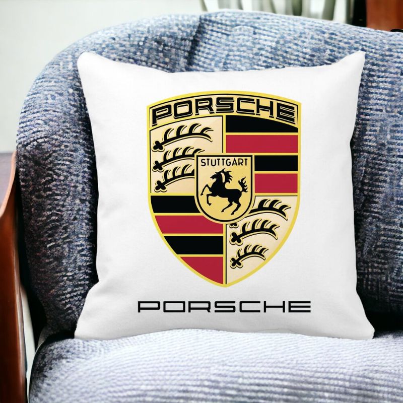 Casa si Gradina - Textile si covoare - Perne si pilote - Perne decorative - Perna Decorativa Patrata Porsche, 40x40 cm, Alb mat, Husa Detasabila, Burduf - Infinity.ro