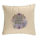 Casa si Gradina - Textile si covoare - Perne si pilote - Perne decorative - Perna Decorativa pentru Bunica 3, 40x40 cm, Bej, Husa Detasabila, Burduf - Infinity.ro