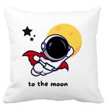 Casa si Gradina - Textile si covoare - Perne si pilote - Perne decorative - Perna Decorativa, To the Moon, 40x40 cm, Alb mat, Husa Detasabila, Burduf - Infinity.ro