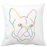 Casa si Gradina - Textile si covoare - Perne si pilote - Perne decorative - Perna Decorativa, Doggo MultiColor, 40x40 cm, Alb mat, Husa Detasabila, Burduf - Infinity.ro