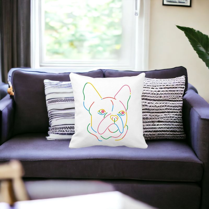 Casa si Gradina - Textile si covoare - Perne si pilote - Perne decorative - Perna Decorativa, Doggo MultiColor, 40x40 cm, Alb mat, Husa Detasabila, Burduf - Infinity.ro