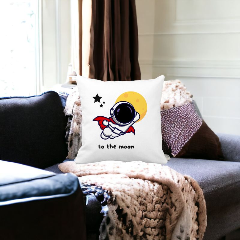 Casa si Gradina - Textile si covoare - Perne si pilote - Perne decorative - Perna Decorativa, To the Moon, 40x40 cm, Alb mat, Husa Detasabila, Burduf - Infinity.ro