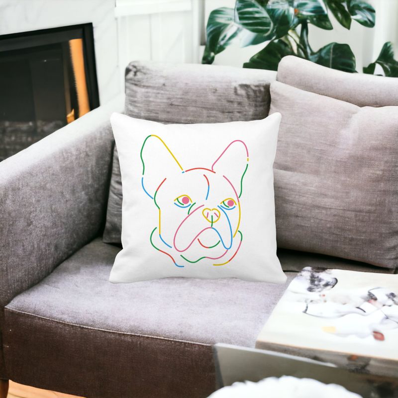 Casa si Gradina - Textile si covoare - Perne si pilote - Perne decorative - Perna Decorativa, Doggo MultiColor, 40x40 cm, Alb mat, Husa Detasabila, Burduf - Infinity.ro