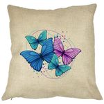 Casa si Gradina - Textile si covoare - Perne si pilote - Perne decorative - Perna Decorativa, Colorful Butterflies, 40x40 cm, Husa Detasabila, Burduf - Infinity.ro