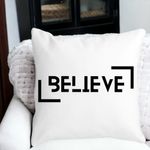 Casa si Gradina - Textile si covoare - Perne si pilote - Perne decorative - Perna Decorativa, Believe, 40x40 cm, Alb mat, Husa Detasabila, Burduf - Infinity.ro