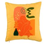 Casa si Gradina - Textile si covoare - Perne si pilote - Perne decorative - Perna Decorativa, Model Abstracta 1, 40x40 cm, Galben, Husa Detasabila, Burduf - Infinity.ro
