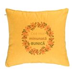 Casa si Gradina - Textile si covoare - Perne si pilote - Perne decorative - Perna Decorativa pentru Bunica 7, 40x40 cm, Galben, Husa Detasabila, Burduf - Infinity.ro