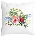 Casa si Gradina - Textile si covoare - Perne si pilote - Perne decorative - Perna Decorativa, Florale de vara, 40x40 cm, Alb mat, Husa Detasabila, Burduf - Infinity.ro
