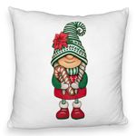 Casa si Gradina - Textile si covoare - Perne si pilote - Perne decorative - Perna Decorativa Fluffy cu tematica de Craciun, Gnom 5, 40x40 cm, Alb, Husa Detasabila, Burduf - Infinity.ro