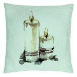 Casa si Gradina - Textile si covoare - Perne si pilote - Perne decorative - Perna Decorativa cu tematica de Craciun, Lumanari 1, 40x40 cm, Verde Menta, Husa Detasabila, Burduf - Infinity.ro