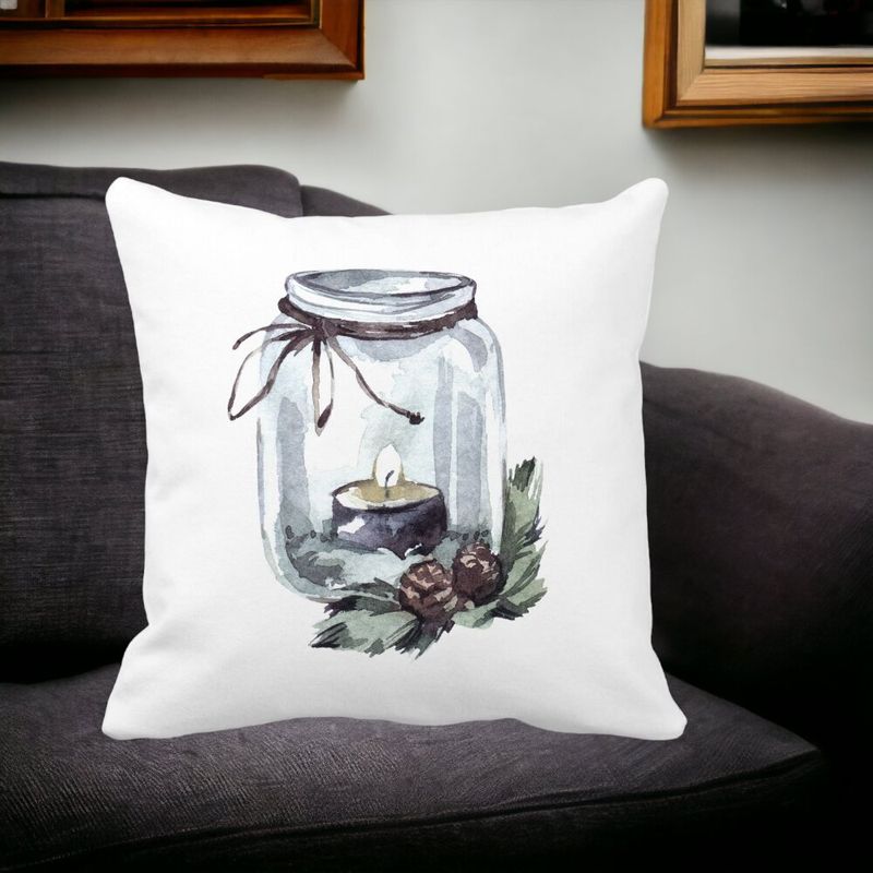 Casa si Gradina - Textile si covoare - Perne si pilote - Perne decorative - Perna Decorativa cu tematica de Craciun, 13, 40x40 cm, Alb mat, Husa Detasabila, Burduf - Infinity.ro