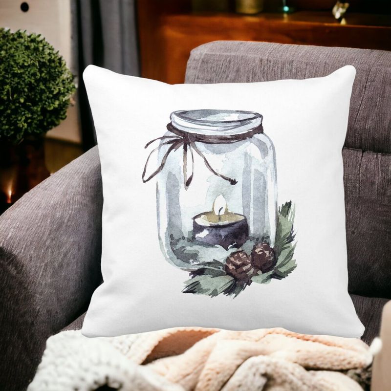 Casa si Gradina - Textile si covoare - Perne si pilote - Perne decorative - Perna Decorativa cu tematica de Craciun, 13, 40x40 cm, Alb mat, Husa Detasabila, Burduf - Infinity.ro