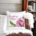 Casa si Gradina - Textile si covoare - Perne si pilote - Perne decorative - Perna Decorativa La multi ani Maria, 40x40 cm, Alb mat, Husa Detasabila, Burduf - Infinity.ro