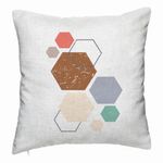 Casa si Gradina - Textile si covoare - Perne si pilote - Perne decorative - Perna Decorativa, Model Forme Geometrice 3, Multicolor 40x40 cm, Alb Murdar, Husa Detasabila, Burduf - Infinity.ro