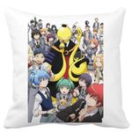Casa si Gradina - Textile si covoare - Perne si pilote - Perne decorative - Perna Decorativa cu Assasination Classroom, 40x40 cm, Alb mat, Husa Detasabila, Burduf - Infinity.ro