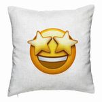 Casa si Gradina - Textile si covoare - Perne si pilote - Perne decorative - Perna Decorativa, Model Emoji WOW, 40x40 cm, Alb Murdar, Husa Detasabila, Burduf - Infinity.ro