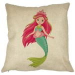 Casa si Gradina - Textile si covoare - Perne si pilote - Perne decorative - Perna Decorativa Patrata Sirena Verde, 40x40 cm, Husa Detasabila, Burduf - Infinity.ro