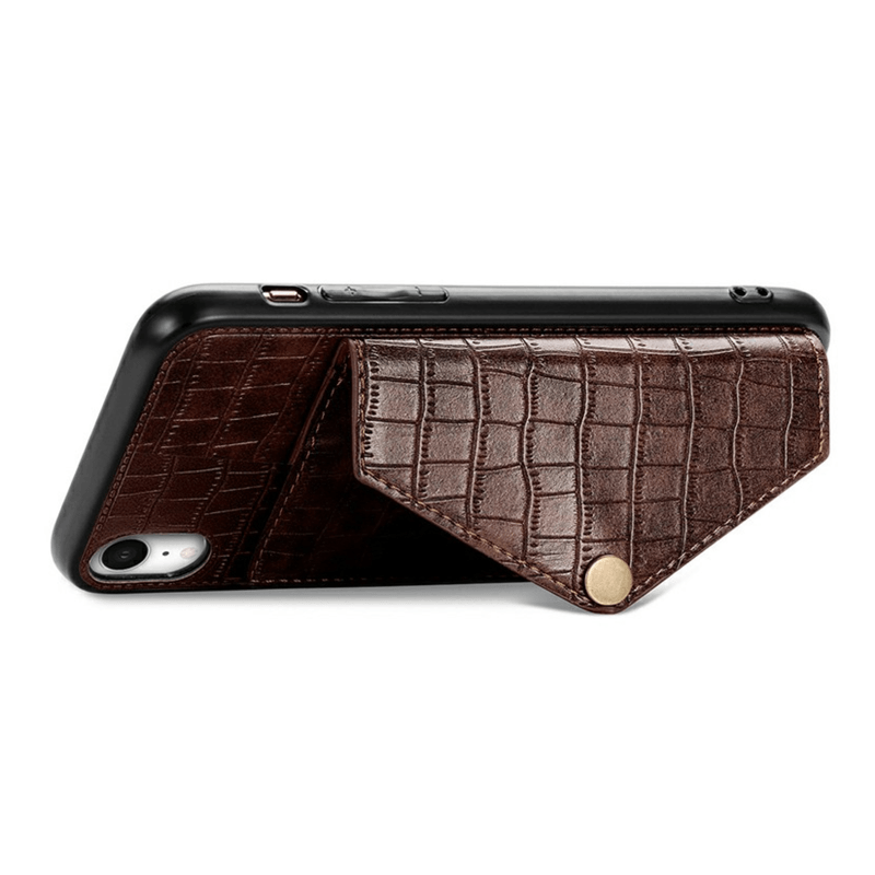 Laptop, Telefoane si Tablete - Telefoane mobile si accesorii - Accesorii Telefoane - Huse telefoane - Husa de protectie din piele cu buzunar pentru card, pentru iPhone XS, Maro - Infinity.ro
