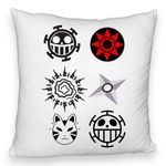 Casa si Gradina - Textile si covoare - Perne si pilote - Perne decorative - Perna Decorativa Fluffy cu Naruto symbols, 40x40 cm, Alb, Husa Detasabila, Burduf - Infinity.ro