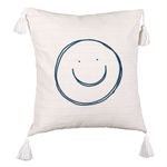 Casa si Gradina - Textile si covoare - Perne si pilote - Perne decorative - Perna Decorativa cu Franjuri, Model Smiley Face, 45x45 cm, Ecru, Cu fermoar - Infinity.ro