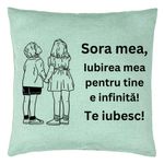 Casa si Gradina - Textile si covoare - Perne si pilote - Perne decorative - Perna Decorativa Sora mea 18, 40x40 cm, Verde Menta, Husa Detasabila, Burduf - Infinity.ro