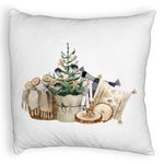 Casa si Gradina - Textile si covoare - Perne si pilote - Perne decorative - Perna Decorativa Fluffy cu tematica de Craciun, 17, 40x40 cm, Alb, Husa Detasabila, Burduf - Infinity.ro