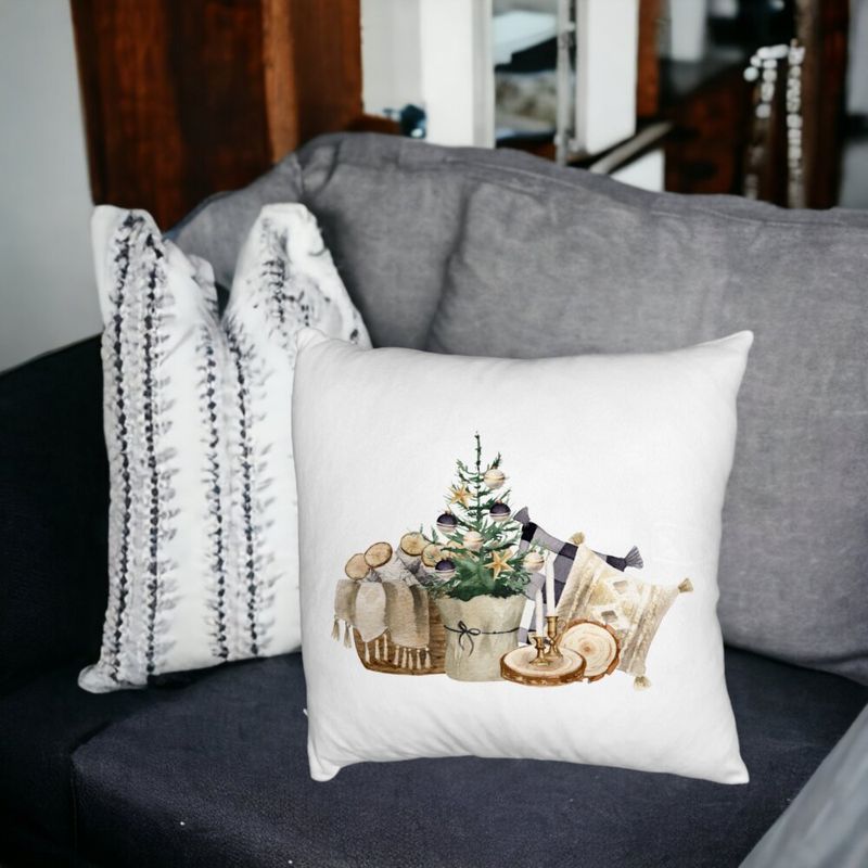 Casa si Gradina - Textile si covoare - Perne si pilote - Perne decorative - Perna Decorativa Fluffy cu tematica de Craciun, 17, 40x40 cm, Alb, Husa Detasabila, Burduf - Infinity.ro