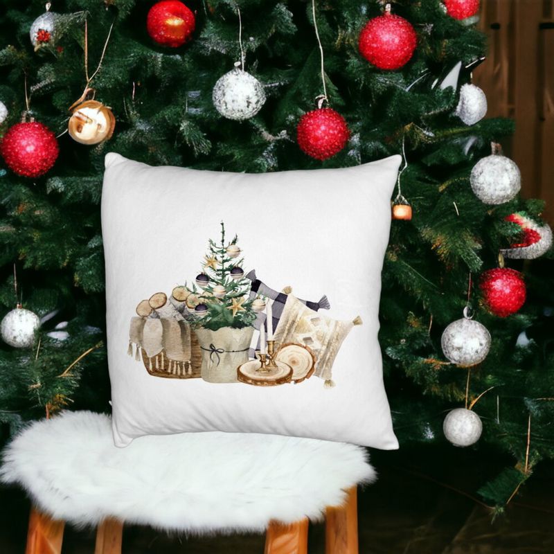 Casa si Gradina - Textile si covoare - Perne si pilote - Perne decorative - Perna Decorativa Fluffy cu tematica de Craciun, 17, 40x40 cm, Alb, Husa Detasabila, Burduf - Infinity.ro