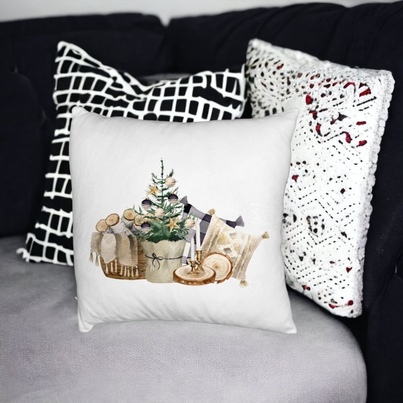 Casa si Gradina - Textile si covoare - Perne si pilote - Perne decorative - Perna Decorativa Fluffy cu tematica de Craciun, 17, 40x40 cm, Alb, Husa Detasabila, Burduf - Infinity.ro
