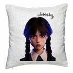 Casa si Gradina - Textile si covoare - Perne si pilote - Perne decorative - Perna Decorativa, Model Wednesday Addams 8, 40x40 cm, Alb Murdar, Husa Detasabila, Burduf - Infinity.ro
