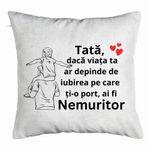 Casa si Gradina - Textile si covoare - Perne si pilote - Perne decorative - Perna Decorativacu Text pentru Tata 8, 40x40 cm, Alb Murdar, Husa Detasabila, Burduf - Infinity.ro
