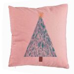 Casa si Gradina - Textile si covoare - Perne si pilote - Perne decorative - Perna Decorativa cu tematica Craciun, Brad, 3, 40x40 cm, Roz, Husa Detasabila, Burduf - Infinity.ro