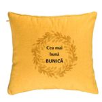 Casa si Gradina - Textile si covoare - Perne si pilote - Perne decorative - Perna Decorativa pentru Bunica 4, 40x40 cm, Galben, Husa Detasabila, Burduf - Infinity.ro