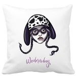 Casa si Gradina - Textile si covoare - Perne si pilote - Perne decorative - Perna Decorativa Wednesday Addams 1,40x40 cm, Alb mat, Husa Detasabila, Burduf - Infinity.ro